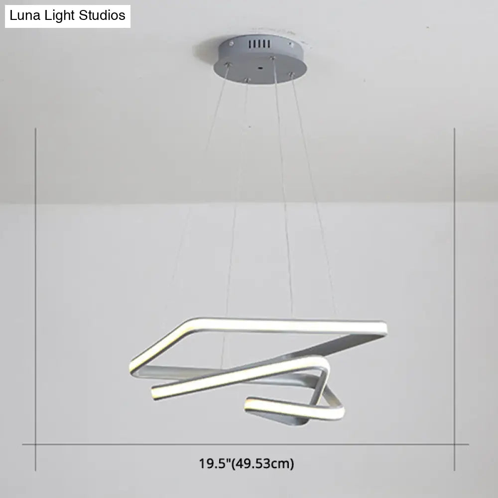 Modern Grey Chandelier: Simplicity Metal Led Strip Pendant Light For Dining Room