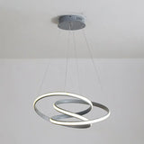 Modern Grey Chandelier: Simplicity Metal Led Strip Pendant Light For Dining Room / White Circline