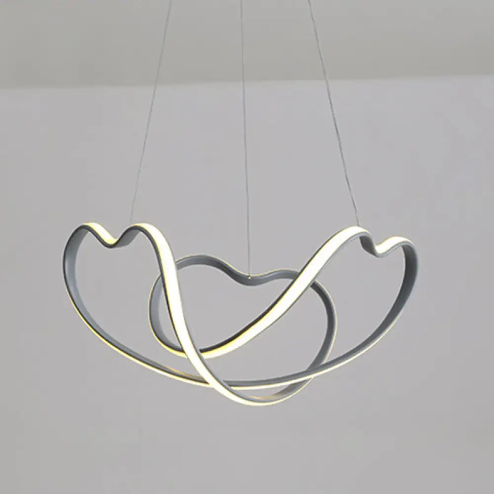 Modern Grey Chandelier: Simplicity Metal Led Strip Pendant Light For Dining Room / White Loving