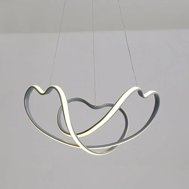 Modern Grey Chandelier: Simplicity Metal Led Strip Pendant Light For Dining Room / White Loving