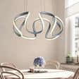 Modern Grey Chandelier With Wave Acrylic Shade - 3/5/6 Lights Dining Room Pendant Light (White/Warm