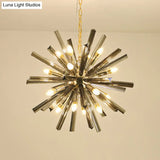 Modern Grey Crystal Starburst Chandelier Pendant Light - 9/16 Lights Hanging Ceiling Fixture For