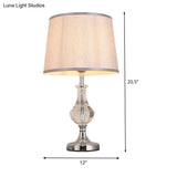 Modern Grey Fabric Task Reading Lamp With Barrel Shade Perfect For Bedroom Lighting