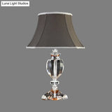 Modern Grey Flared Study Lamp With Fabric Shade & Faux-Braided Detailing - 1 Bulb Task Light