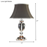 Modern Grey Flared Study Lamp With Fabric Shade & Faux-Braided Detailing - 1 Bulb Task Light