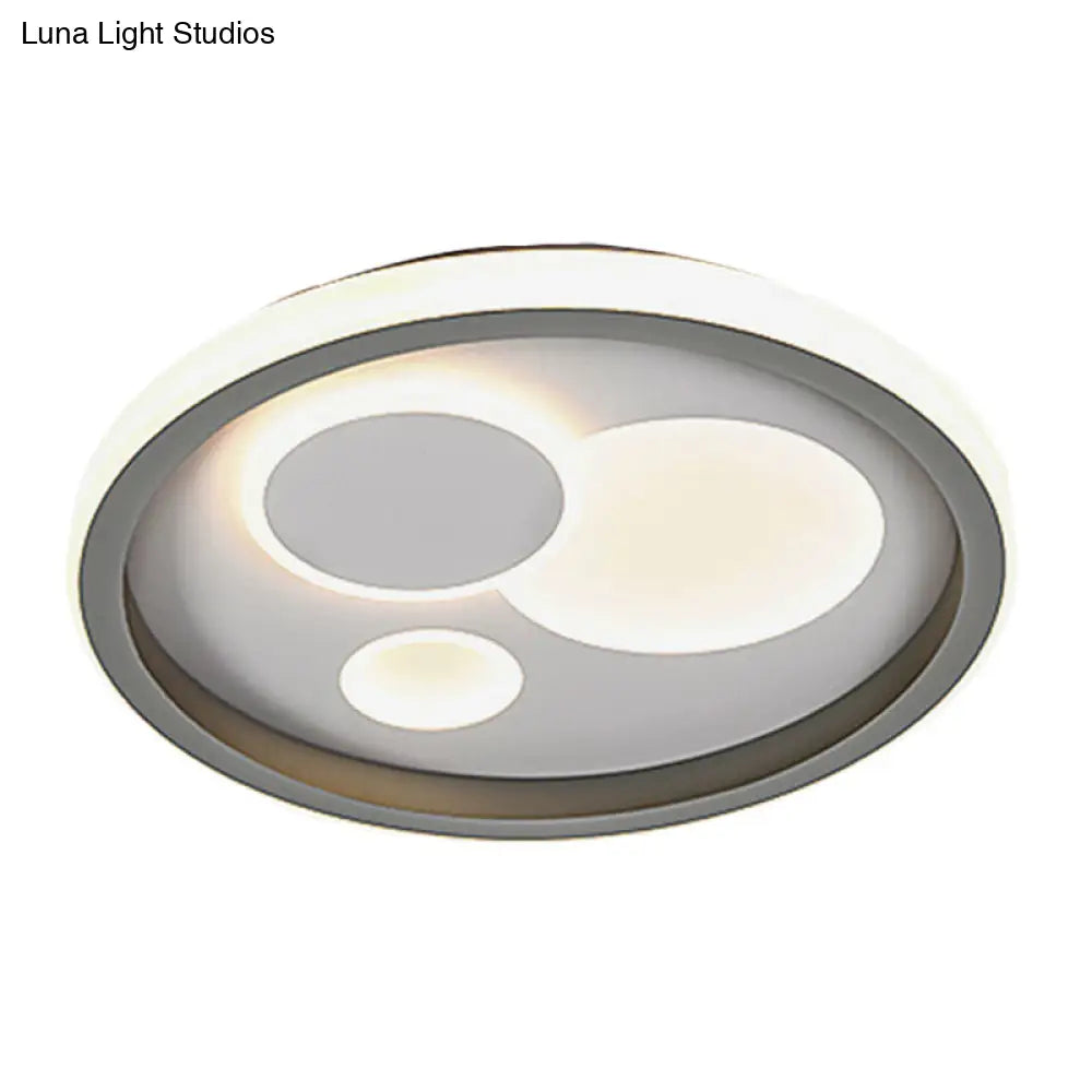 Modern Grey Led Flush Mount Light With Heart Pattern For Bedrooms