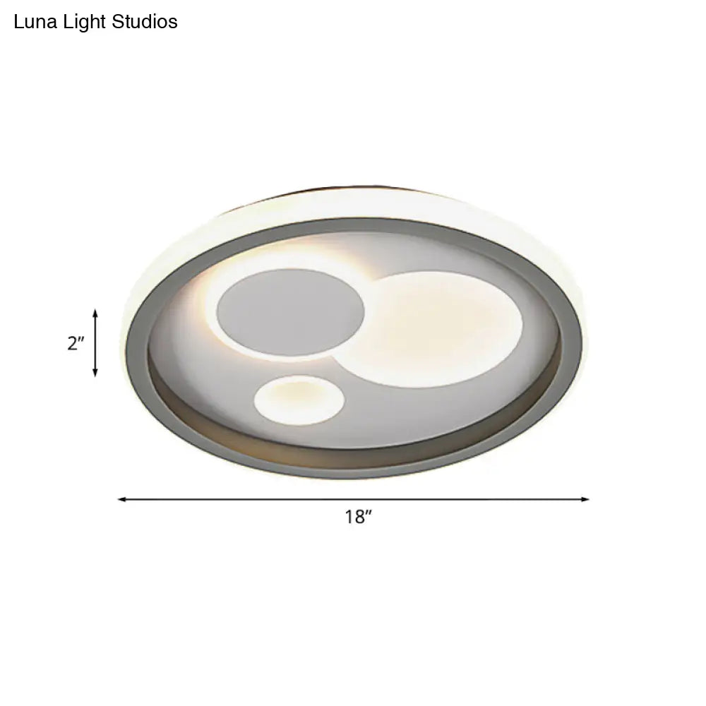 Modern Grey Led Flush Mount Light With Heart Pattern For Bedrooms