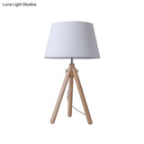 Modern Grey/White/Flaxen Dining Room Desk Lamp With Wide Flare Fabric Shade