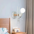 Modern Grey/White Wood Ladder Man Wall Sconce - 1-Bulb Metallic Mounted Light Fixture White