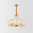 Modern Grid Glass Gold Curved Chandelier Pendant Light For Dining Room 6 /