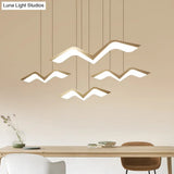 Modern Gull Shaped Hanging Light - Acrylic Led Pendant Warm/White 2/3/5 Heads