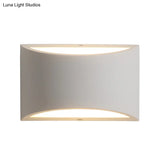 Modern Gypsum Half-Oval Sconce Lamp: 1-Light Led Wall Mounted Light For Bedroom In White