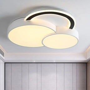 Modern Half - Circle Flush Mount Led Ceiling Lamp - Foyer Round White Acrylic / 18’ Warm