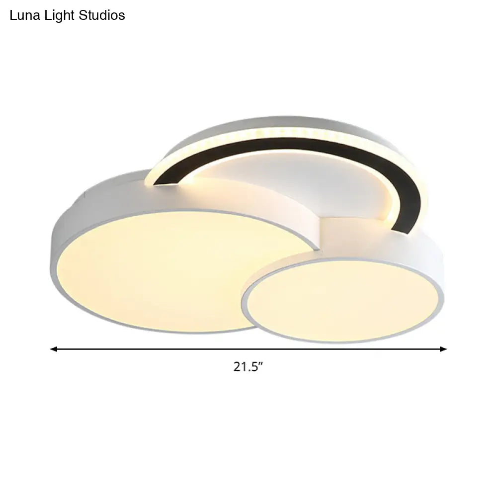 Modern Half - Circle Flush Mount Led Ceiling Lamp - Foyer Round White Acrylic