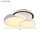 Modern Half - Circle Flush Mount Led Ceiling Lamp - Foyer Round White Acrylic