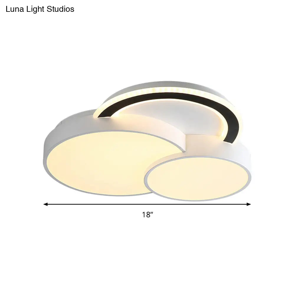 Modern Half - Circle Flush Mount Led Ceiling Lamp - Foyer Round White Acrylic