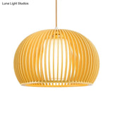 Modern Half-Globe Pendant Wooden 1-Light Dining Table Suspension Lighting - 13’/18’ W With