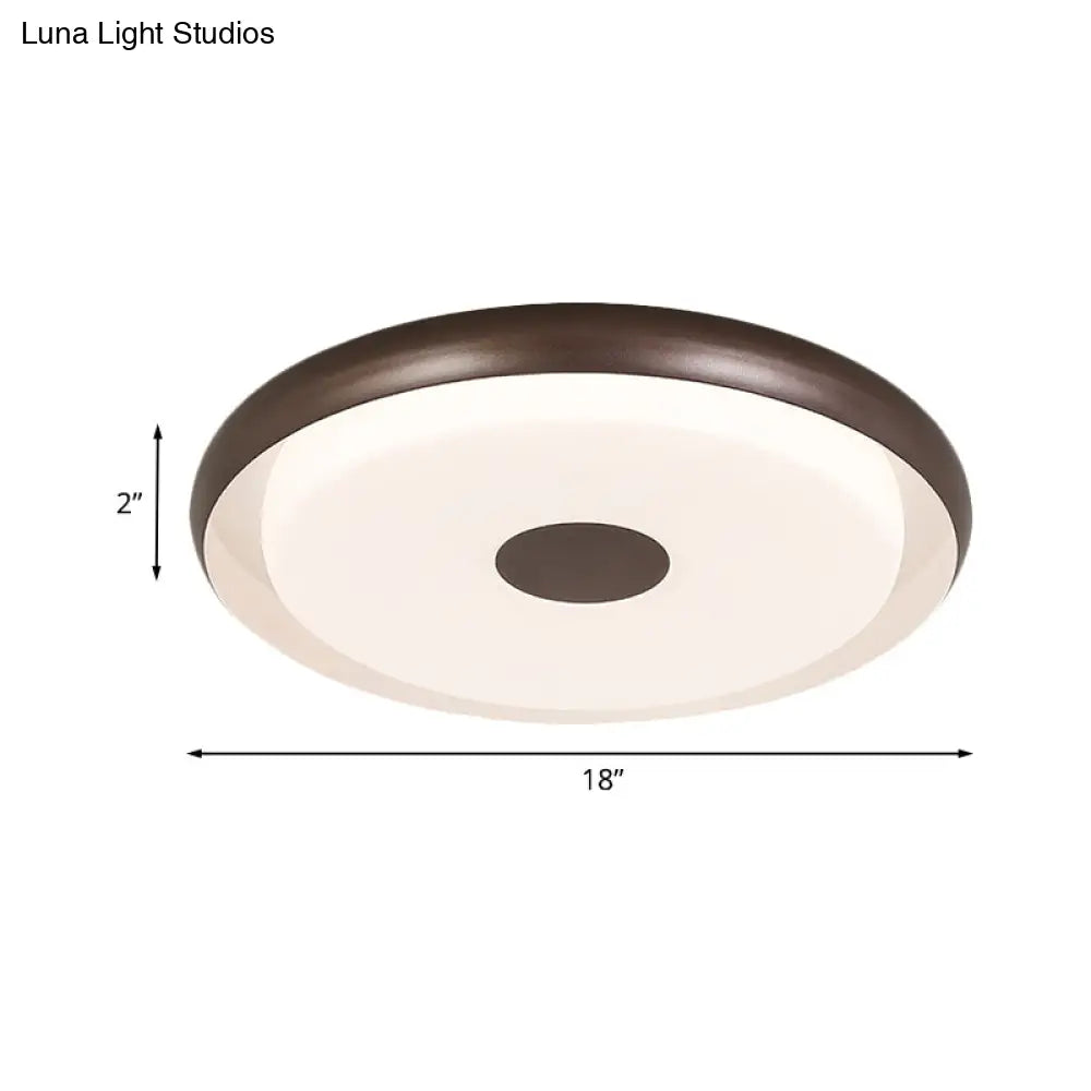 Modern Halo Flush Mount Light Iron Led Bedroom Flushmount Lighting In Coffee (18’/21’ Width)