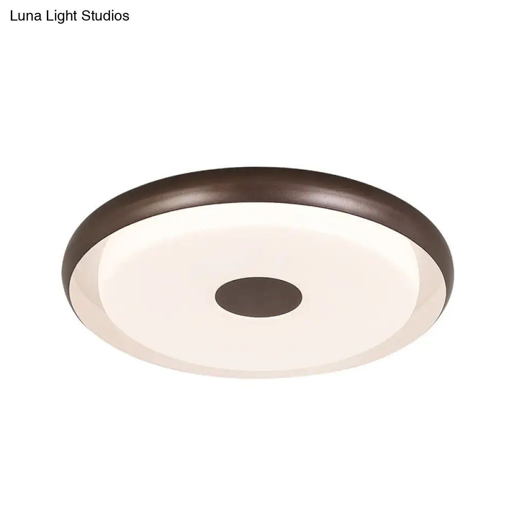 Modern Halo Flush Mount Light Iron Led Bedroom Flushmount Lighting In Coffee (18’/21’ Width)