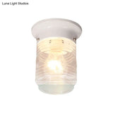 Modern Hand Blown Glass 1 - Light Cylinder Flush Mount Ceiling Light In White/Black