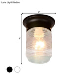 Modern Hand Blown Glass 1 - Light Cylinder Flush Mount Ceiling Light In White/Black
