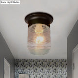 Modern Hand Blown Glass 1 - Light Cylinder Flush Mount Ceiling Light In White/Black