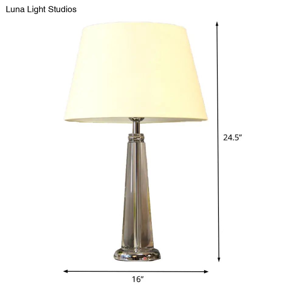 Modern Hand-Cut Crystal Conical Table Light - White Small Desk Lamp 14/16 Wide