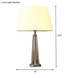 Modern Hand-Cut Crystal Conical Table Light - White Small Desk Lamp 14/16 Wide