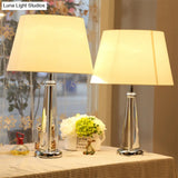 Modern Hand-Cut Crystal Conical Table Light - White Small Desk Lamp 14/16 Wide