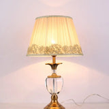 Modern Hand-Cut Crystal Desk Lamp - Jar Shape Task Light In Beige