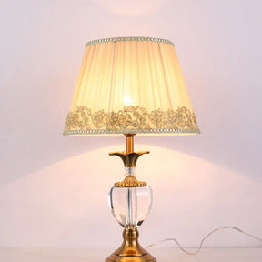 Modern Hand-Cut Crystal Desk Lamp - Jar Shape Task Light In Beige