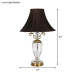 Modern Hand-Cut Crystal Night Table Lamp - Black Urn-Shaped Desk Light