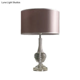 Modern Hand-Cut Crystal Reading Light With Urn Shape | 1-Head Nightstand Lamp In Brown