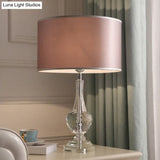 Modern Hand-Cut Crystal Reading Light With Urn Shape | 1-Head Nightstand Lamp In Brown