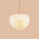 Modern Hand-Woven Feather Globe Chandelier For Bedroom - White Pendant Light 1 /