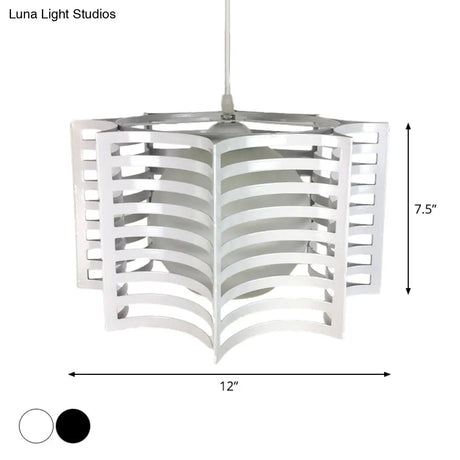 Modern Hanging Pendant Light With Opal Glass Shade - Black/White Finish