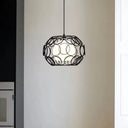 Modern Hanging Pendant Light With Opal Glass Shade - Black/White Finish Black / Oval