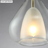 Modern Hanging Pendant Lights - Double Glass Teardrop Design Ideal For Living Room