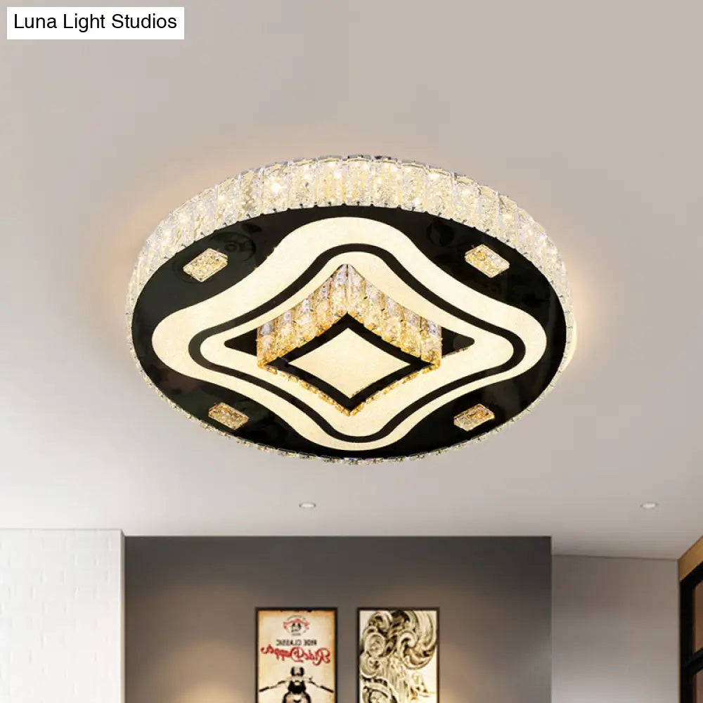 Modern Harlequin Crystal Prisms Led Ceiling Lamp In Stainless Steel