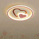 Modern Heart Shape Led Ceiling Light In Black/Pink/Blue 16’/19.5’ Width Pink / 16’