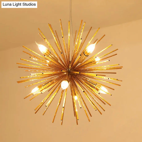 Modern Hedgehog Chandelier With Carved Metal Design For Living Room - Stylish Hanging Light Fixture