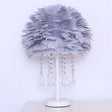 Modern Hemisphere Feather Table Lamp With Crystal Ball And Night Light - Grey/White/Pink Grey / A