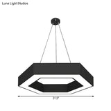 Modern Hexagonal Led Pendant Light Fixture In Acrylic Black 18’/31.5’/47’ Wide
