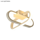 Modern Hotel Led Flush - Mount Ceiling Lamp In Black/White With Acrylic Shade - Warm/White Light