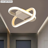 Modern Hotel Led Flush - Mount Ceiling Lamp In Black/White With Acrylic Shade - Warm/White Light