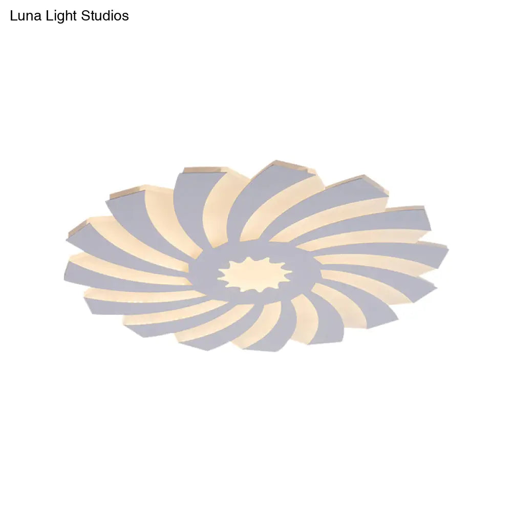 Modern Hotel-Style Led Flush Ceiling Light With Warm/White Lighting And Acrylic Flower Design For