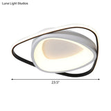 Modern Incurvated Triangle Led Flush Ceiling Light In Black - White 19.5’/23.5’ Width