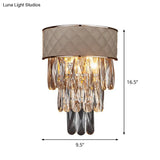 Modern Indoor Wall Lamp With 2-Head Lighting Grey Finish And Crystal Prism Shade