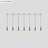 Modern Industrial Amber Glass Chandelier With Led Lights - Black Finish Tandem Hanging Ceiling Lamp