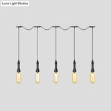 Modern Industrial Amber Glass Chandelier With Led Lights - Black Finish Tandem Hanging Ceiling Lamp